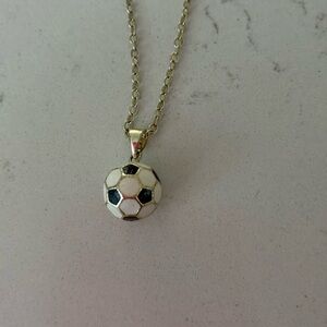 Gold Soccer Ball Pendant Necklace